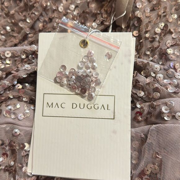 Mac Duggal SEQUINED BUTTERFLY SLEEVE HIGH LOW GOWN dress size 12 - Picture 13 of 14